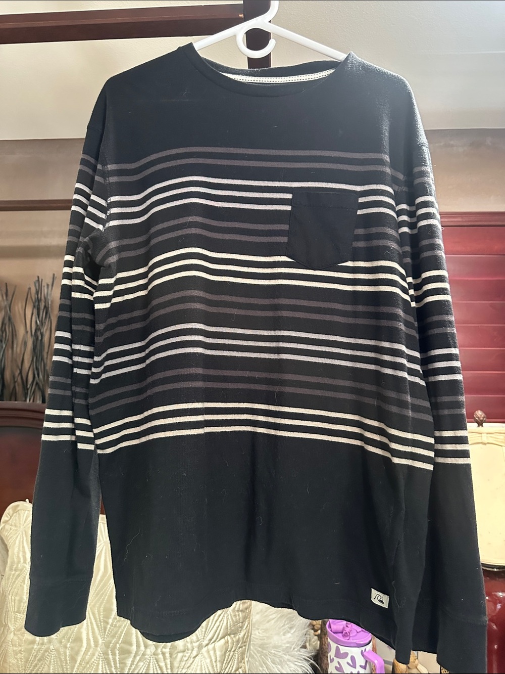 Quiksilver Black Striped Crewneck Sweater